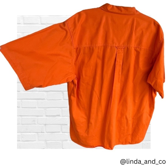 Tony Stewart Embroidered Men's Orange Button Down Short Sleeve Shirt XL NASCAR - Picture 2 of 10